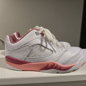 Jordan Kids Sneakers in White and Pink Accents Size 11c